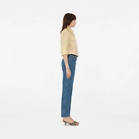 Mid-rise Straight Jeans in Mid blue - Women, Cotton | Burberry® Official