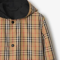 Reversible Check Nylon Hooded Jacket in Archive beige - Men | Burberry® Official