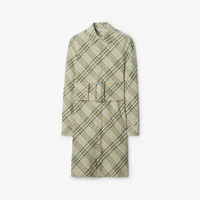 Check Stretch Linen Shirt Dress in Breeze - Women | Burberry® Official