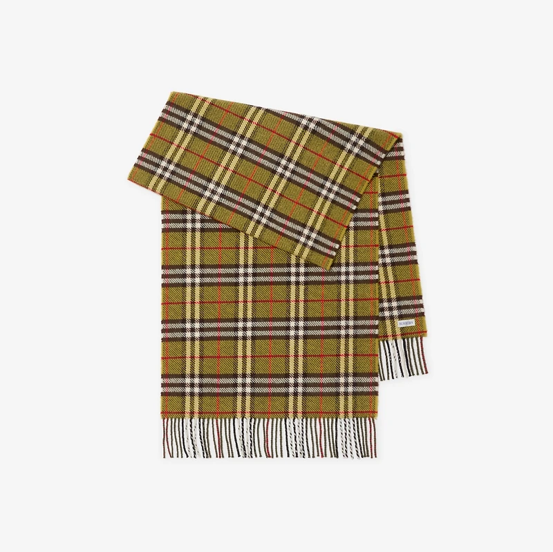 Check British Wool Scarf in Khaki green | Burberry® Official