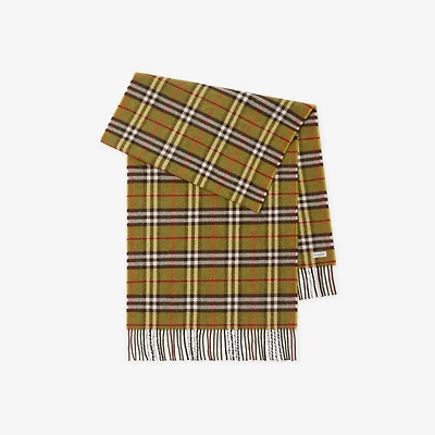 Check British Wool Scarf in Khaki | Burberry® Official