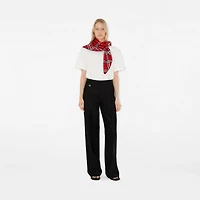Check Silk Scarf in Scarlet | Burberry® Official