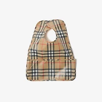 Check Coated Cotton Bib in Sand beige - Children | Burberry® Official