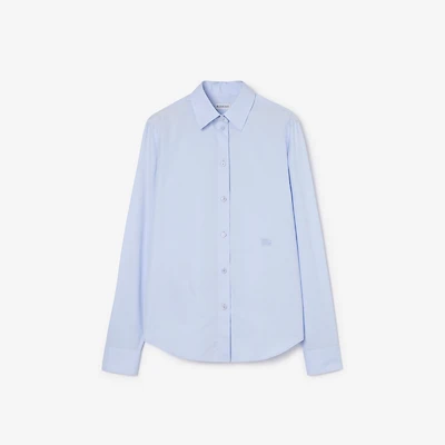 Regular Fit Cotton Poplin Formal Shirt in Agapanthus blue - Women | Burberry® Official