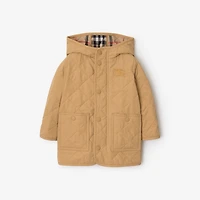 Quilted Nylon Hooded Coat in Buff yellow | Burberry® Official