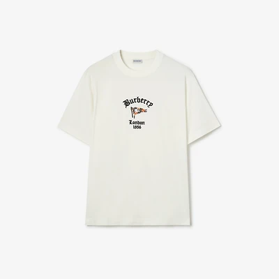 Check Flag Cotton T-shirt in Chalk white - Men | Burberry® Official