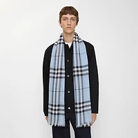 Wide Check Wool Scarf in Bank blue | Burberry® Official