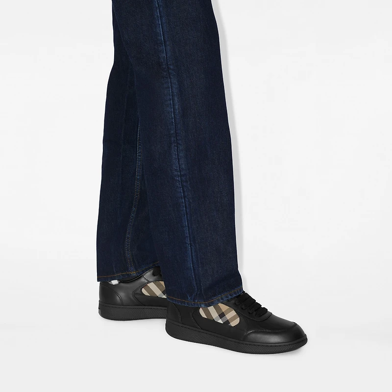 Leather and Check Terrace Sneakers​ in /sand