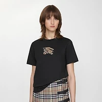 EKD Check Cotton T-shirt in Black - Women | Burberry® Official