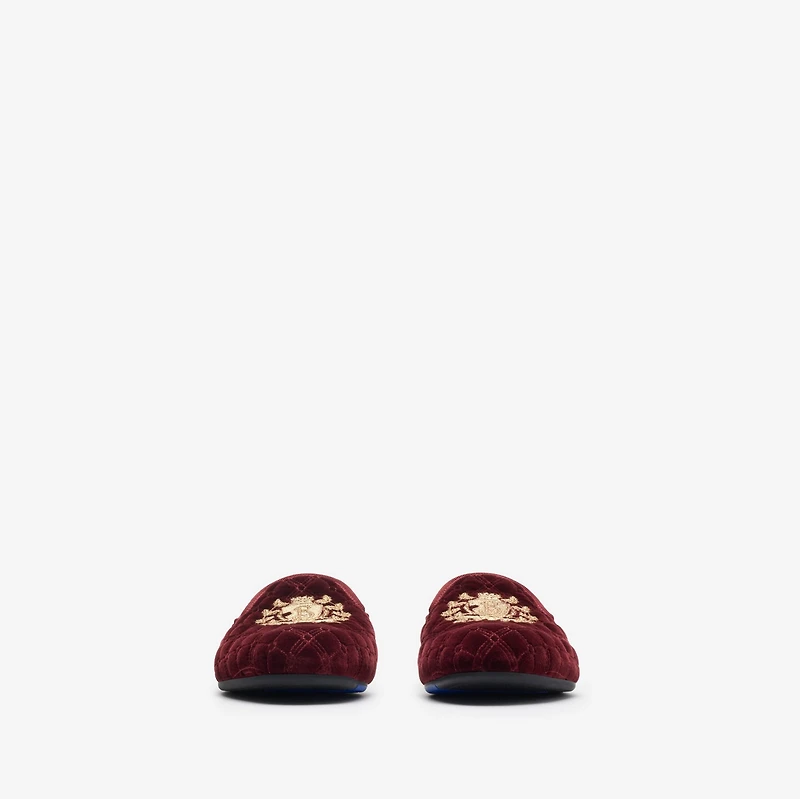 Quilted Velvet Estate Slippers​​ in Wine red - Women | Burberry® Official