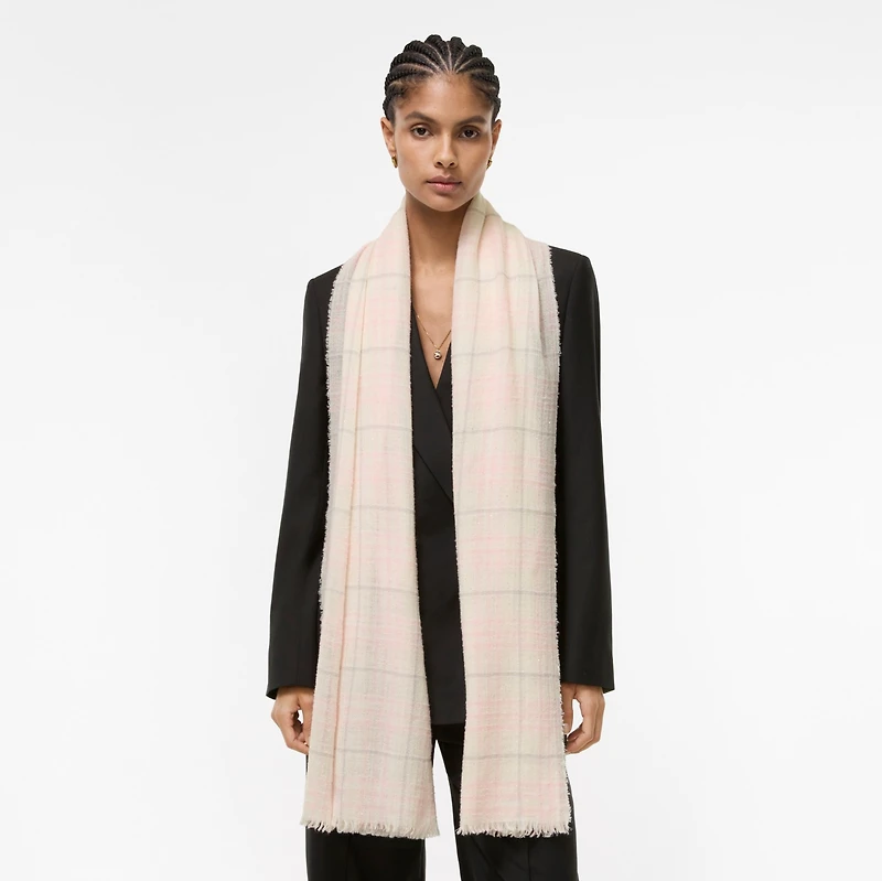 Wide Embellished Check Wool Silk Blend Scarf in Flora pink | Burberry® Official