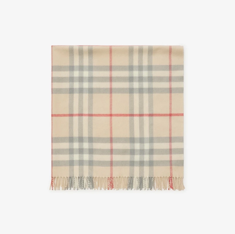 Check Wool Baby Blanket in Pale stone - Children | Burberry® Official