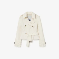Cropped Tropical Gabardine Swarby Trench Jacket in Tundra white - Women | Burberry® Official
