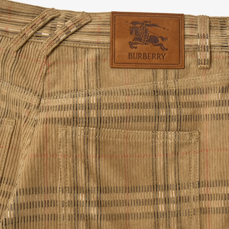 Check Corduroy Trousers in Sand - Men, Cotton | Burberry® Official