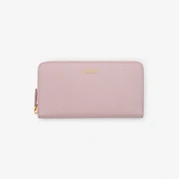 Leather Zip Wallet in Lilac pink
