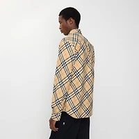 Relaxed Fit Check Cotton Flannel Shirt in Sand beige - Men | Burberry® Official