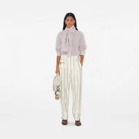 Striped Silk Blend Tailored Trousers in Cream/black - Women | Burberry® Official