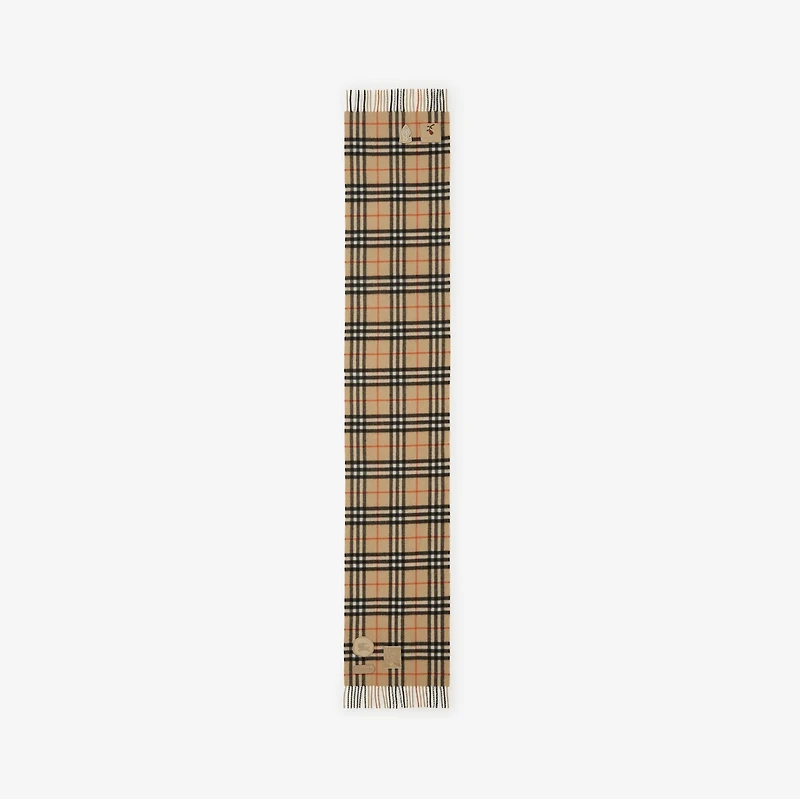 Badge Check Cashmere Scarf in Sand | Burberry® Official