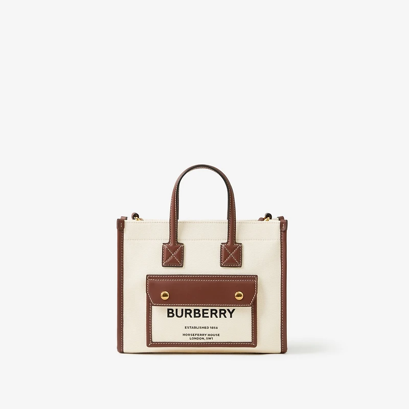 Mini Freya Tote in Natural/tan - Women, Canvas | Burberry® Official