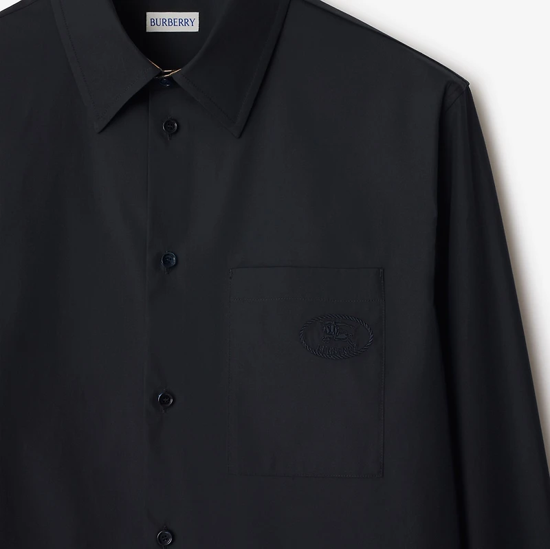Cotton Poplin Shirt in Navy - Men | Burberry® Official