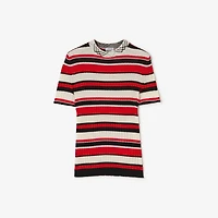 Striped Wool T-shirt in Red - Women, Cashmere | Burberry® Official