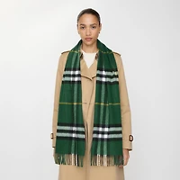 Check Cashmere Scarf in Dark fern green | Burberry® Official