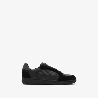 Leather, Suede and Check Terrace Sneakers​ in Black/lead grey - Men | Burberry® Official