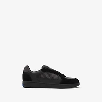 Leather, Suede and Check Terrace Sneakers​ in Black/lead grey - Men | Burberry® Official