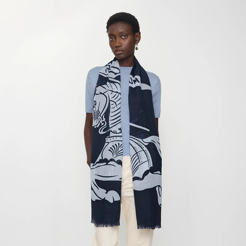 Wide EKD Wool Scarf in Bank | Burberry® Official