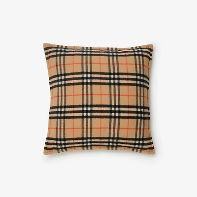 Check Wool Cashmere Cushion in Sand | Burberry® Official