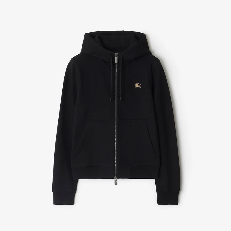 Knight Stamp Cotton Zip Hoodie in Black - Women | Burberry® Official