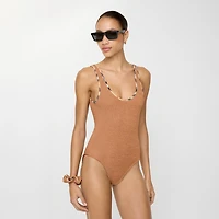 Faye Swimsuit in Metallic cocoa - Women, Nylon | Burberry® Official