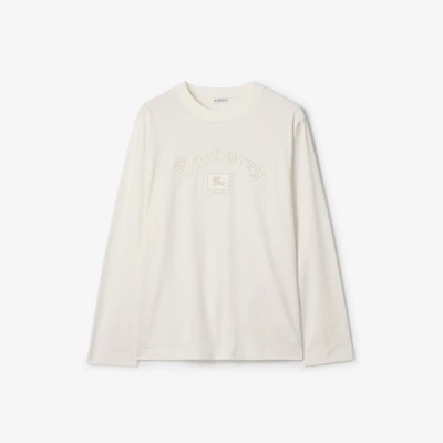 Long-sleeve Gothic Logo Cotton T-shirt in Chalk white - Men | Burberry® Official