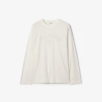Long-sleeve Gothic Logo Cotton T-shirt in Chalk white - Men | Burberry® Official
