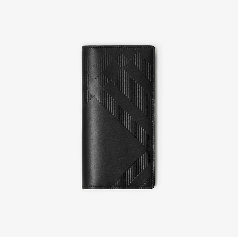 Embossed Check Continental Wallet in Black - Men, Leather | Burberry® Official