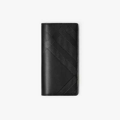 Embossed Check Continental Wallet in Black - Men, Leather | Burberry® Official