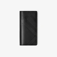 Embossed Check Continental Wallet in Black - Men, Leather | Burberry® Official