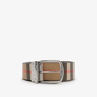 Reversible Check Pin Belt in Black/sand beige - Men | Burberry® Official