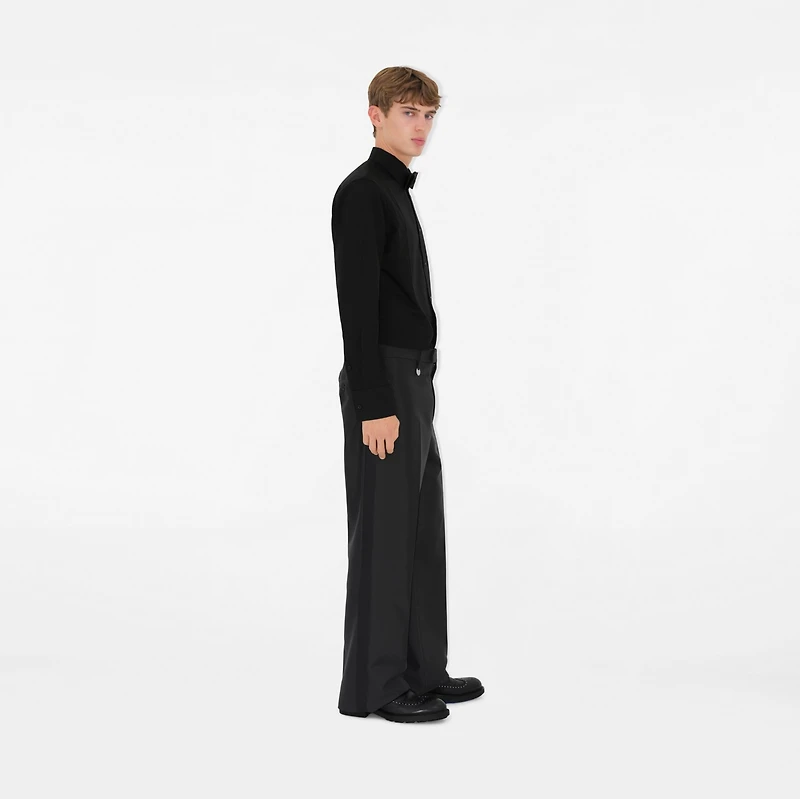 Slim Fit Cotton Silk Tuxedo Shirt in Black - Men | Burberry® Official