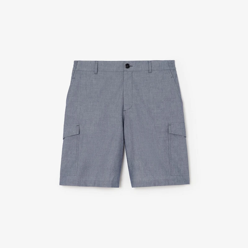 Chambray Cargo Shorts in Bright navy/chalk white - Men | Burberry® Official