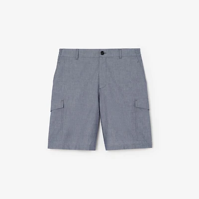 Chambray Cargo Shorts in Bright navy/chalk white - Men | Burberry® Official