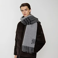 Wide Reversible Check Cashmere Scarf in Charcoal/vine | Burberry® Official
