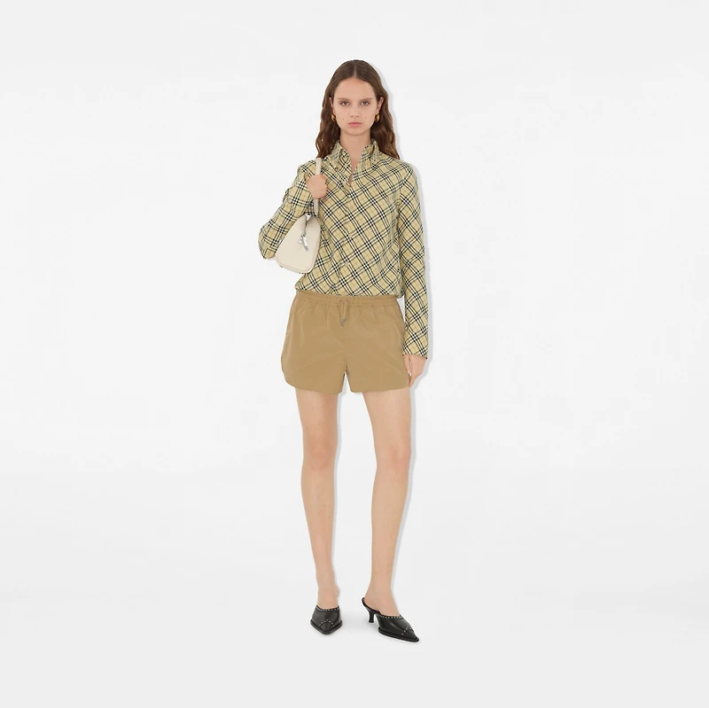 Nylon Cotton Shorts in Cracker - Women | Burberry® Official