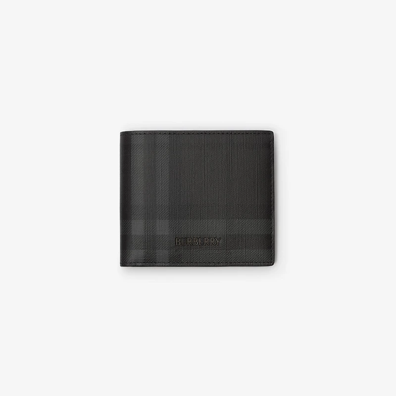 City Check Bifold Coin Wallet in Iron grey - Men, Cotton, Technical | Burberry® Official