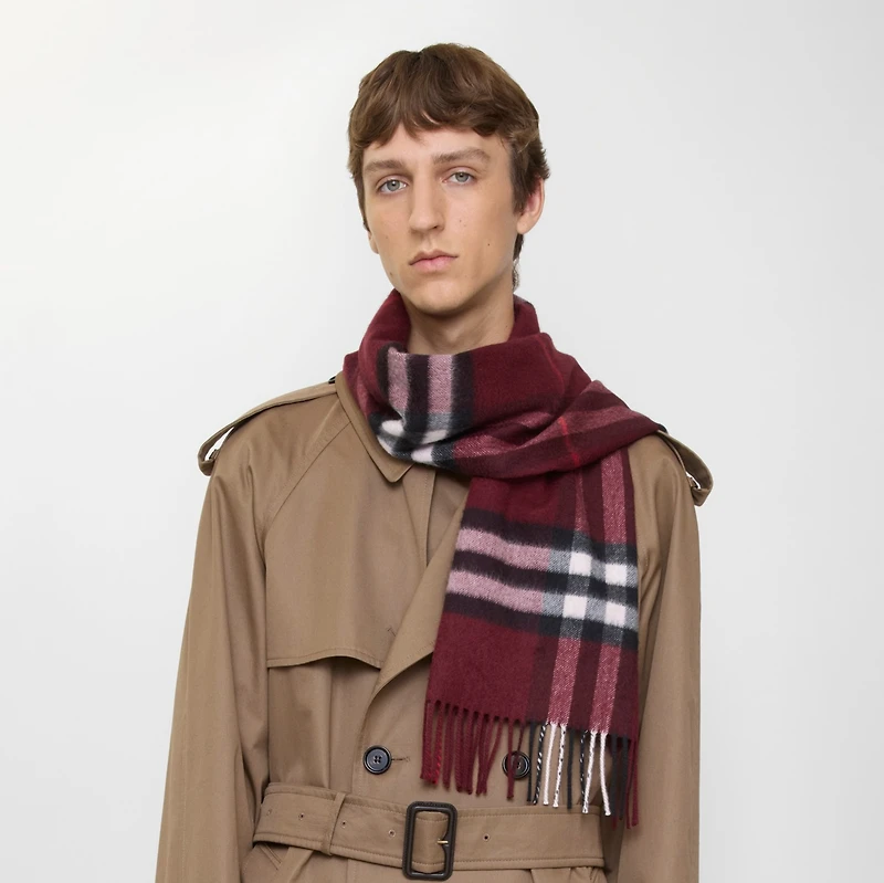 Check Cashmere Scarf in Oxblood | Burberry® Official
