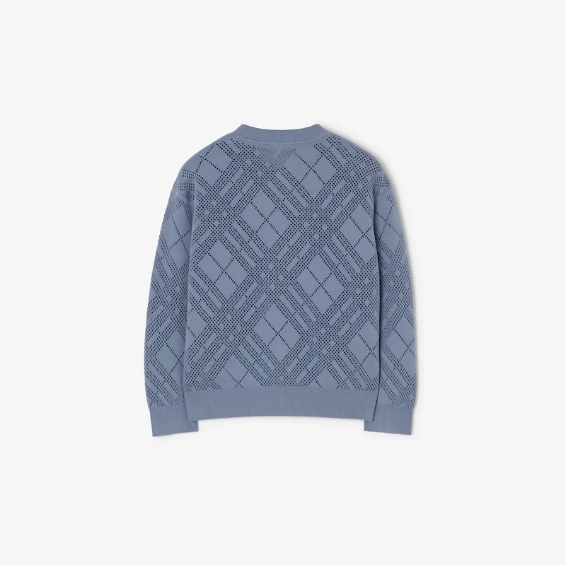 Pointelle Knit Cotton Cardigan in Steel blue | Burberry® Official