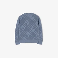 Pointelle Knit Cotton Cardigan in Steel blue | Burberry® Official