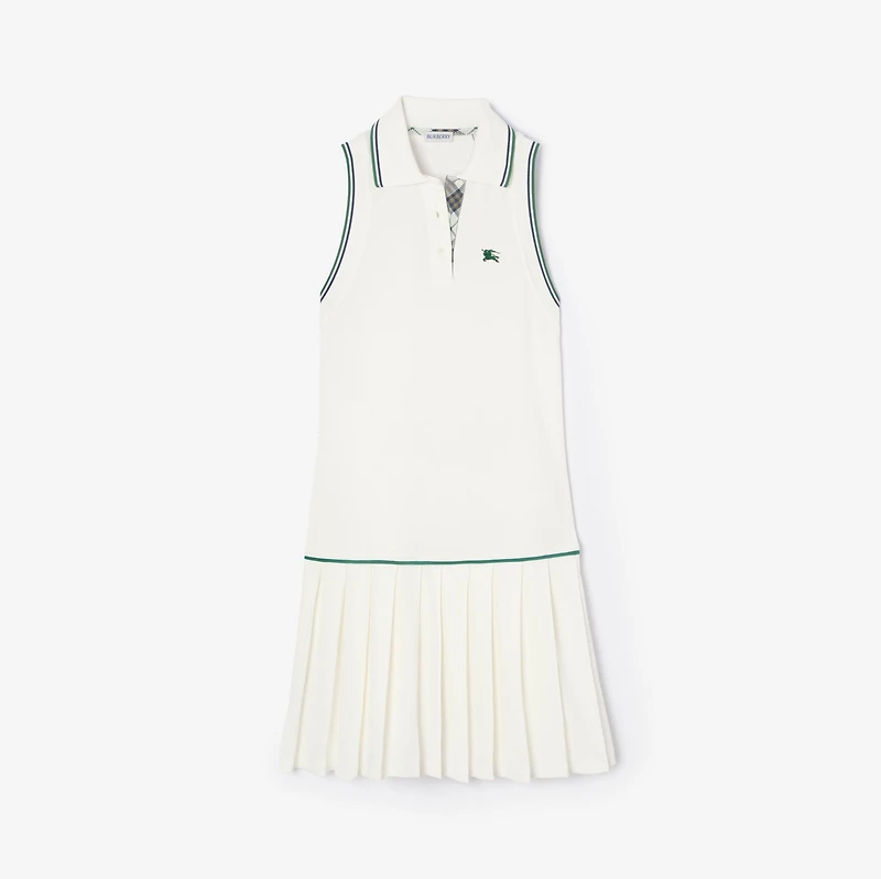 Cotton Piqué Tennis Dress in Chalk white - Women | Burberry® Official