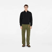 Check Collar Cotton Half-zip Sweatshirt in Black - Men | Burberry® Official