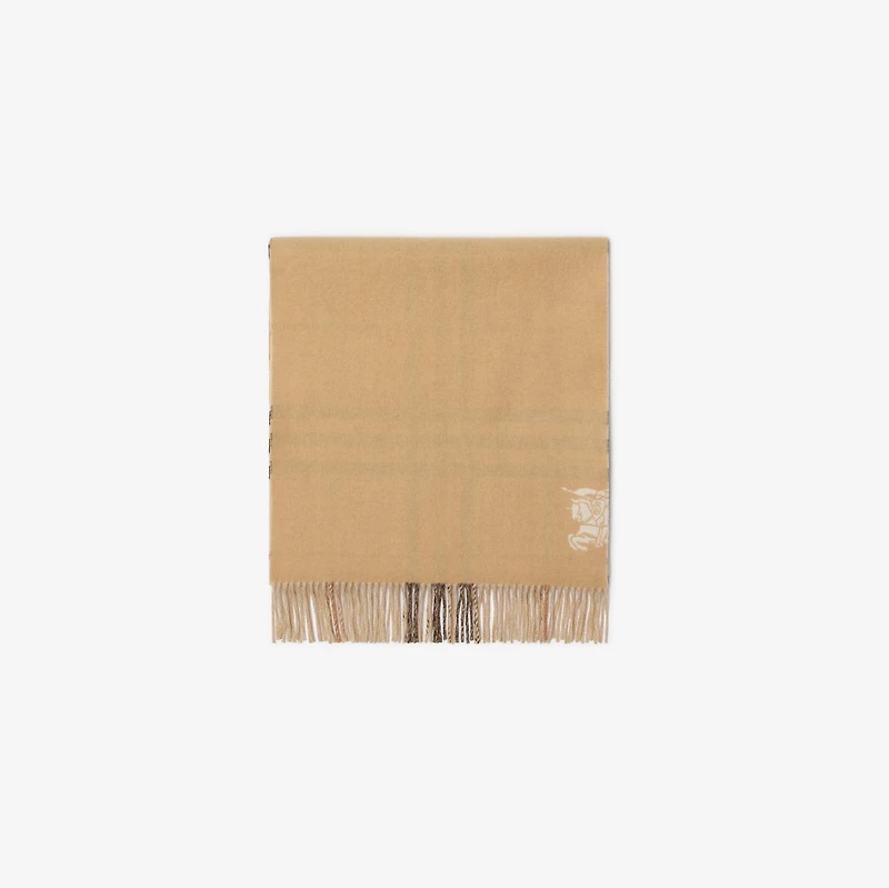 Wide Reversible Check Cashmere Scarf in Pebble white | Burberry® Official